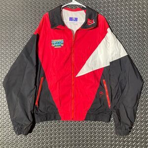 Vintage Jammin USA Copper‎ Bowl Red Windbreaker Jacket XL 80's Wisconsin Rare